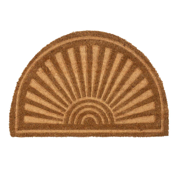 Coir Half Moon Door Mat 60 x 40cm Embossed
