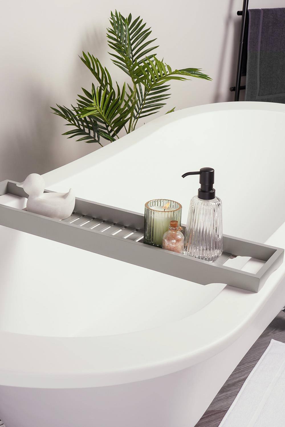 OHS Wooden Natural Bamboo Bath Rack