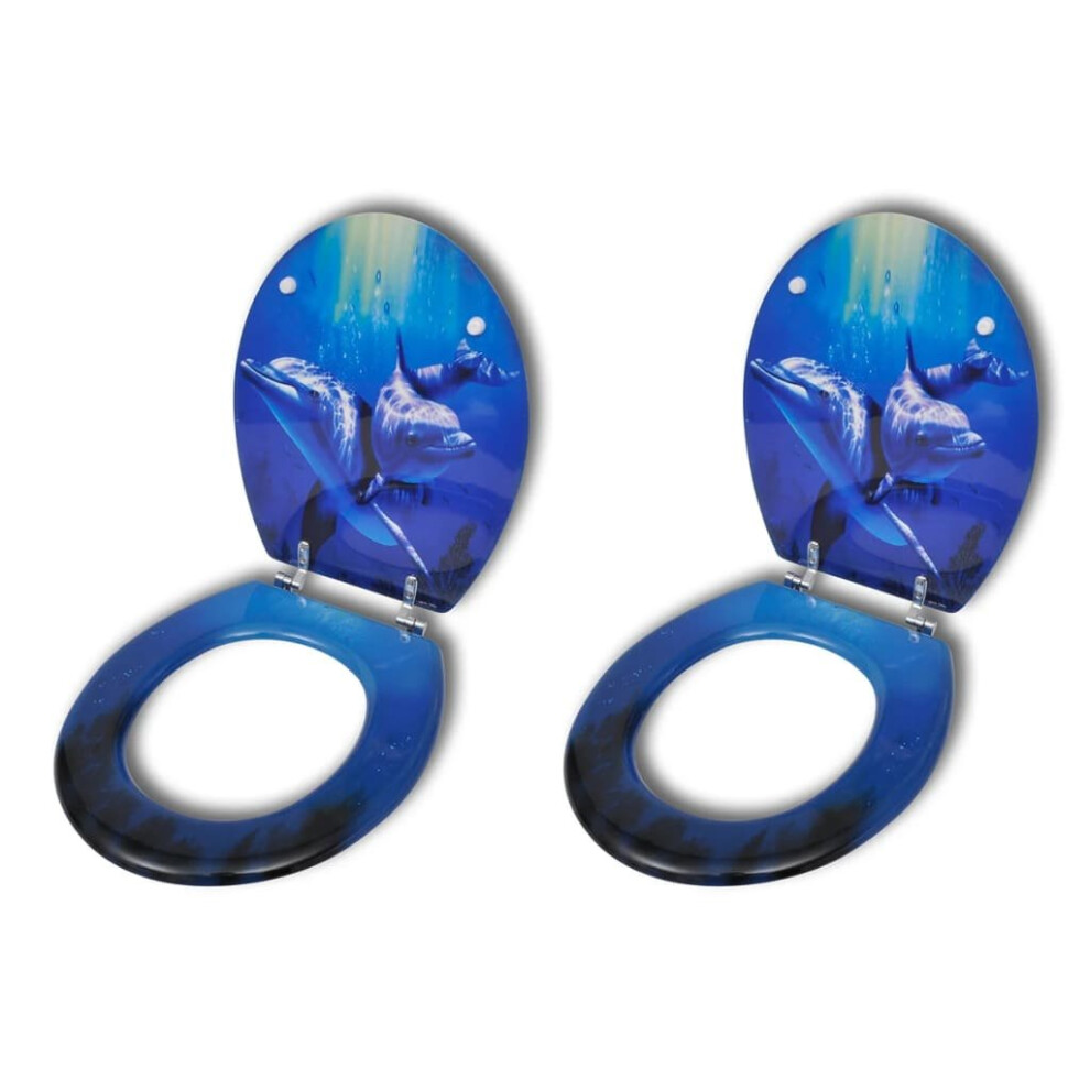 VidaXL Toilet Seats with Lids 2 pcs MDF Dolphin