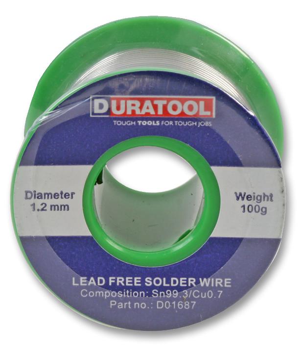 DURATOOL Lead Free Solder Wire, 1.2mm, 100g