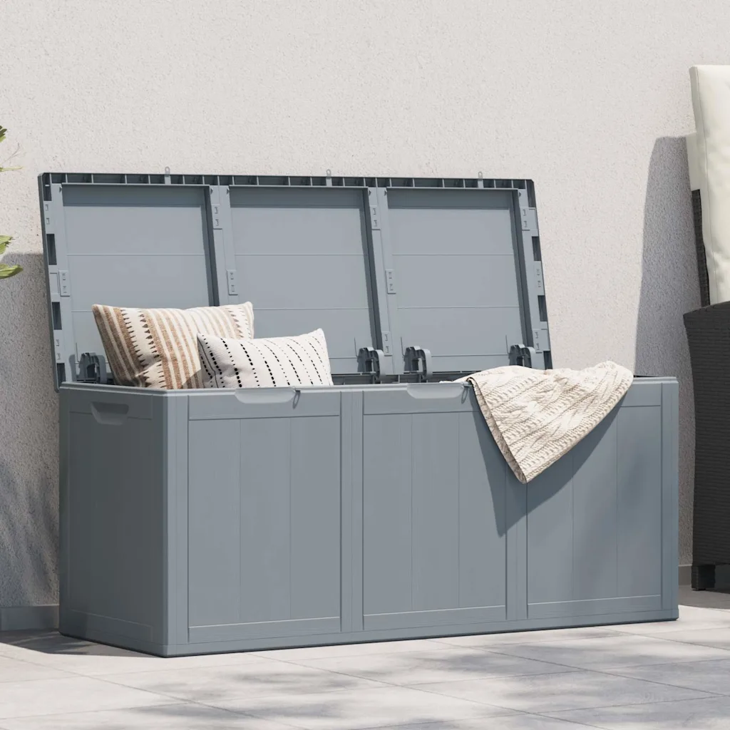 VidaXL Garden Storage Box 270L Grey PP Rattan