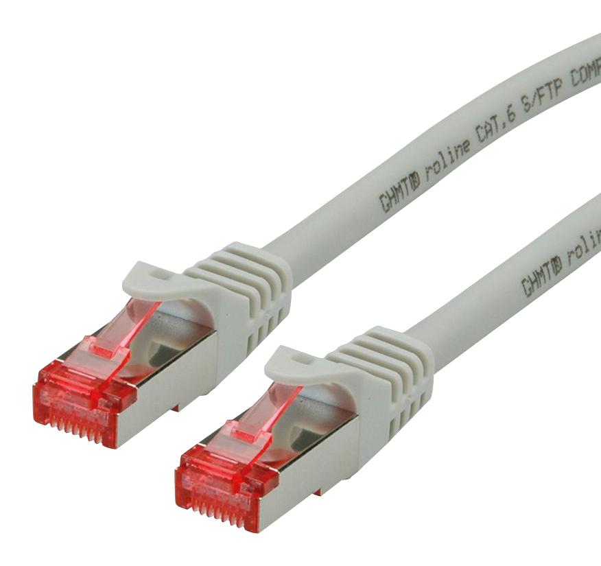 Roline Cat6 Male RJ45 to Male RJ45 Ethernet Cable, S/FTP Shield, Grey LSZH Sheath, 15m
