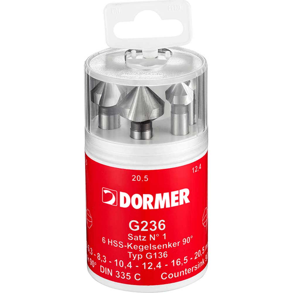 DORMER Countersink Set x6.3 mm, 8.3 mm, 10.4 mm, 12.4 mm, 16.5 mm, 20.5 mm6 Piece