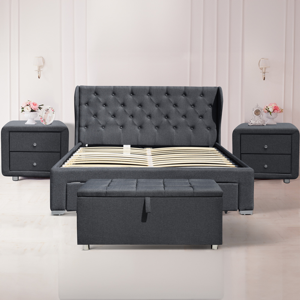 Brooklyn Grey Linen 3 Piece Bedroom Furniture Set