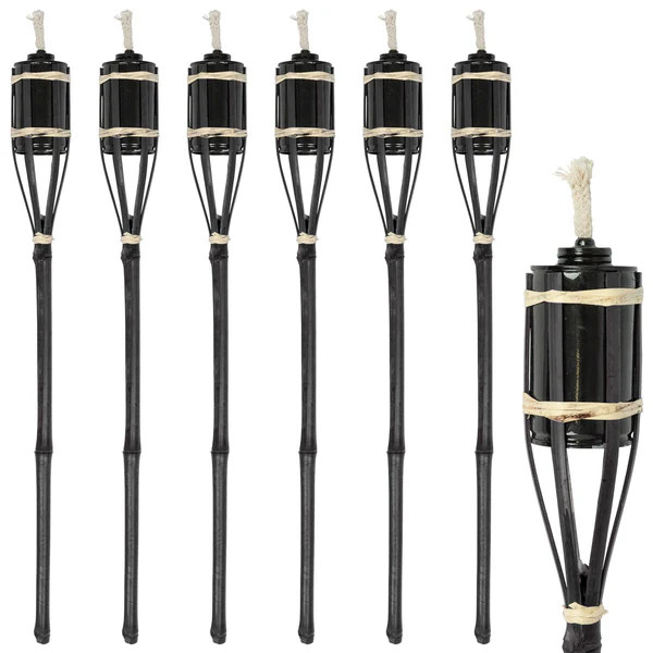 Harbour Housewares Bamboo Garden Fire Torches - 60cm - Pack of Six - Black