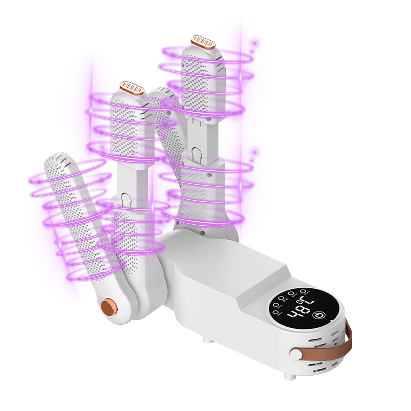 Neoglint Boot Dryer with Dual V Rack Telescopic Shoe Dryer Touch Screen Deodorizer Intelligent Temperature EU Plug white