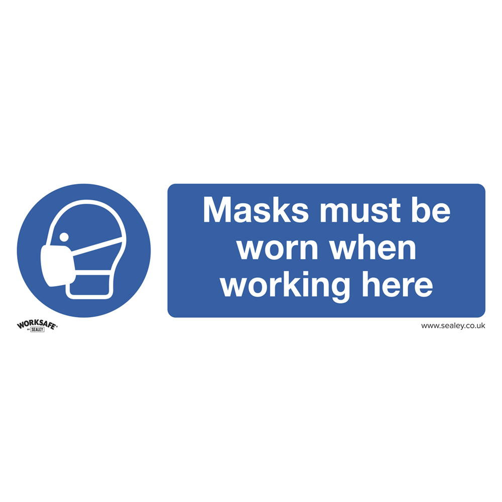 Sealey SS57P1 Mandatory Safety Sign - Masks Must Be Worn - Rigid Plastic