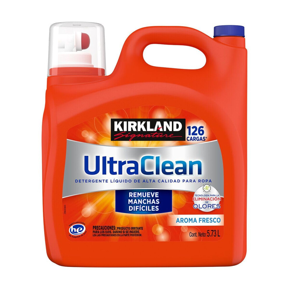 Kirkland Signature Ultra Clean Laundry Detergent 5.73L Refreshing Scent 126 Loads Easy Dispenser Tap