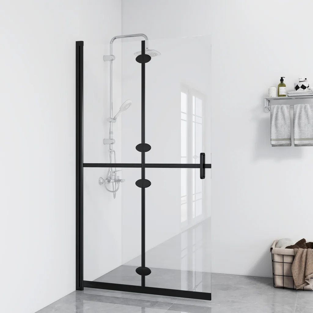 VidaXL Foldable Walk-in Shower Wall Transparent ESG Glass 90x190 cm