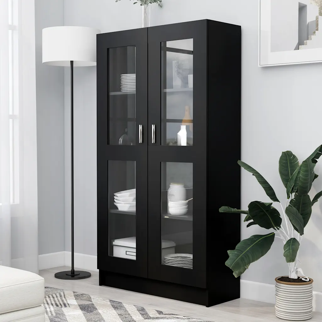 VidaXL Vitrine Cabinet Black 82.5x30.5x150 cm Chipboard