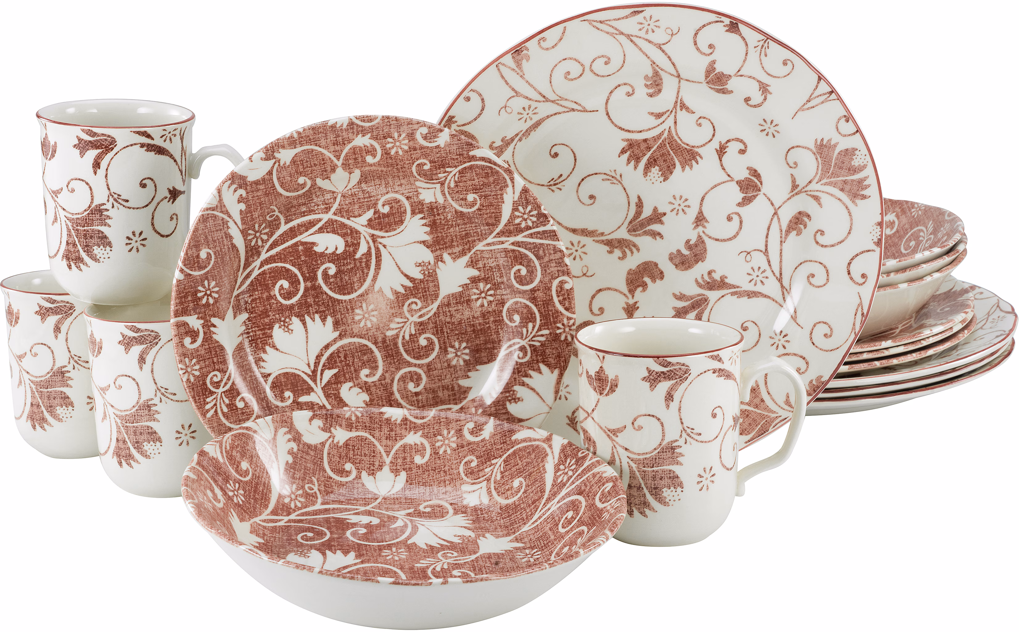 Creatable 16 Piece Dinnerware Set, Service for 4 red