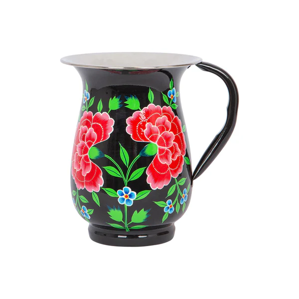 Hand-Painted Picnic Water Jug - 1.7L - Carbon Peony
