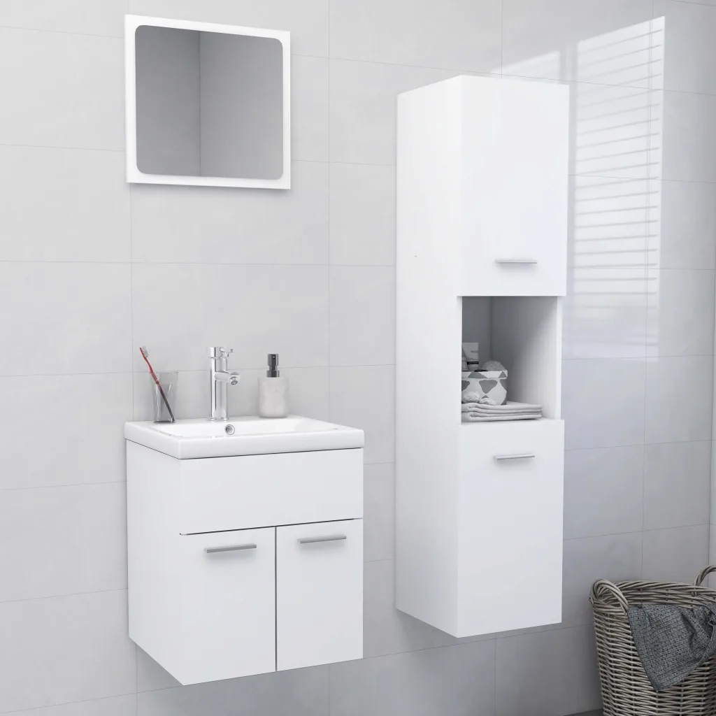 VidaXL Bathroom Furniture Set White Chipboard