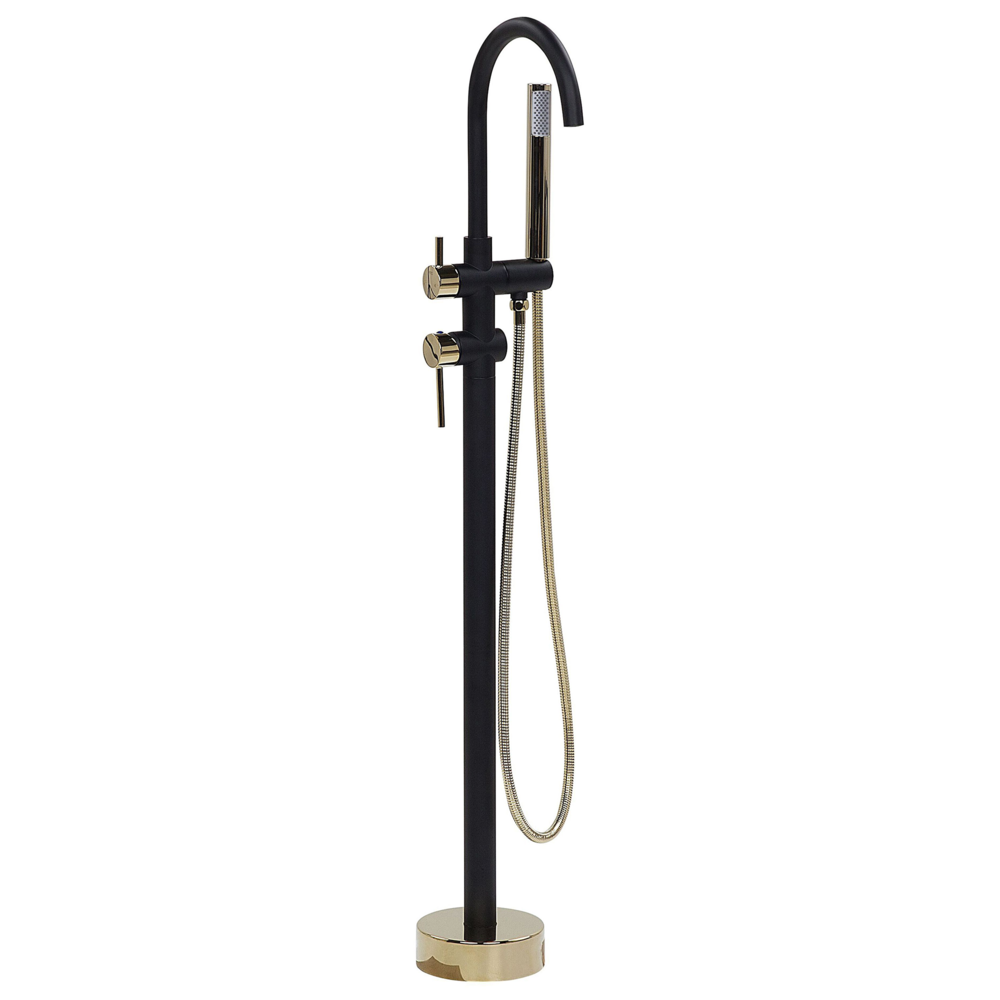 Beliani Freestanding Bath Mixer Tap Black With Gold Tugela