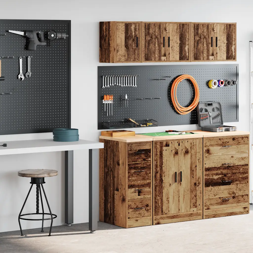 VidaXL Garage Cabinets 2 pcs Old Wood Engineered Wood cabinet tool cabinet