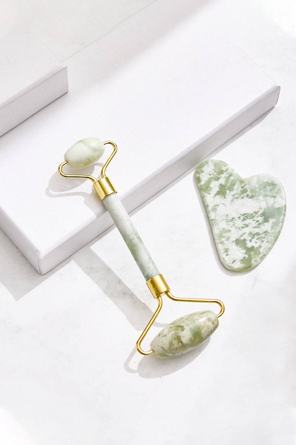 SHEONLY Facial Massage Jade Roller Scraping Tool Gift Set For Valentine's Day