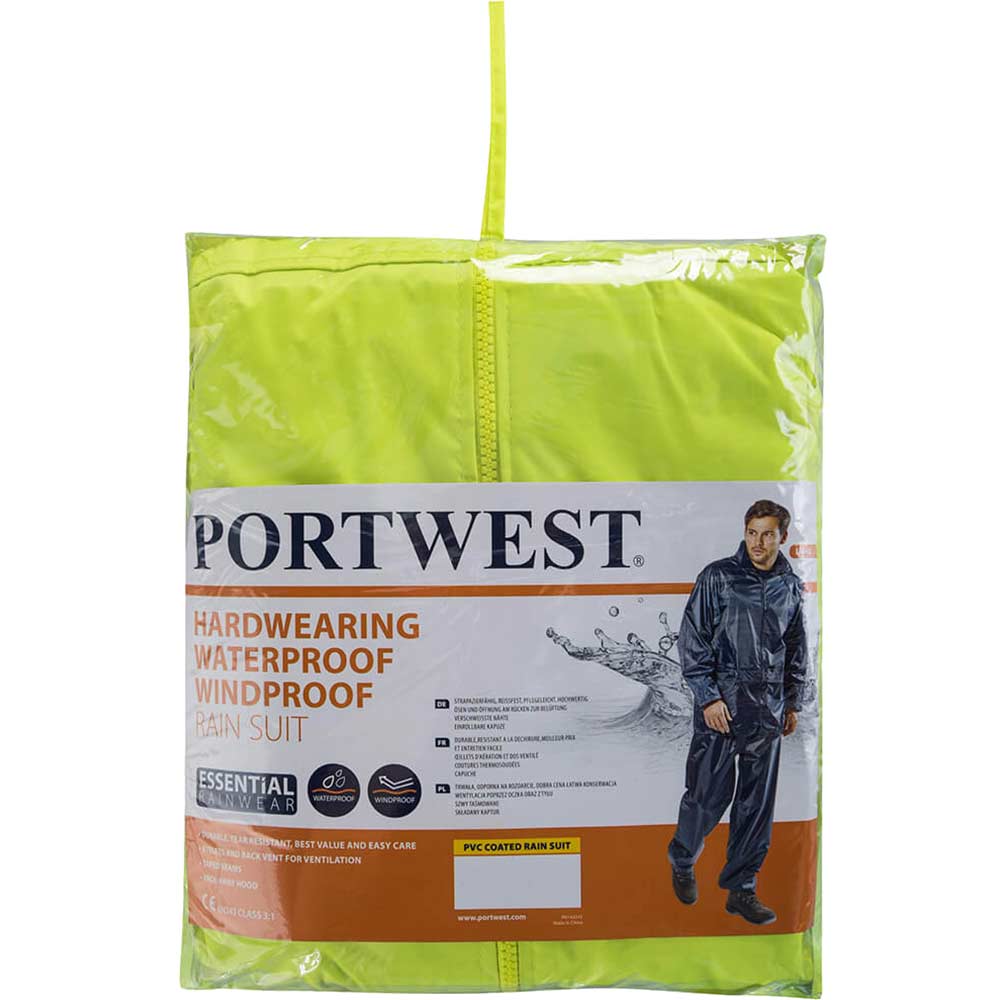 Portwest Essentials 2 Piece Waterproof Rain Suit Yellow 6XL