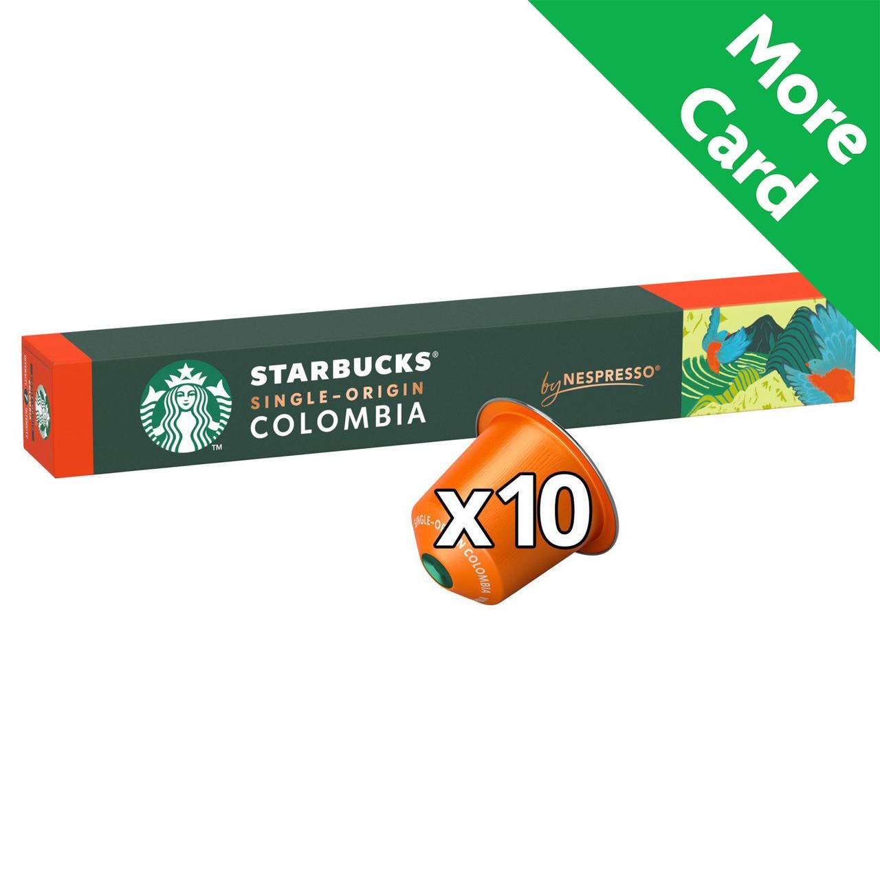 NESPRESS Starbucks Single-Origin Colombia Caffeinated Ground Coffee Pods Box Espresso Medium 5.7 g Pack of 10