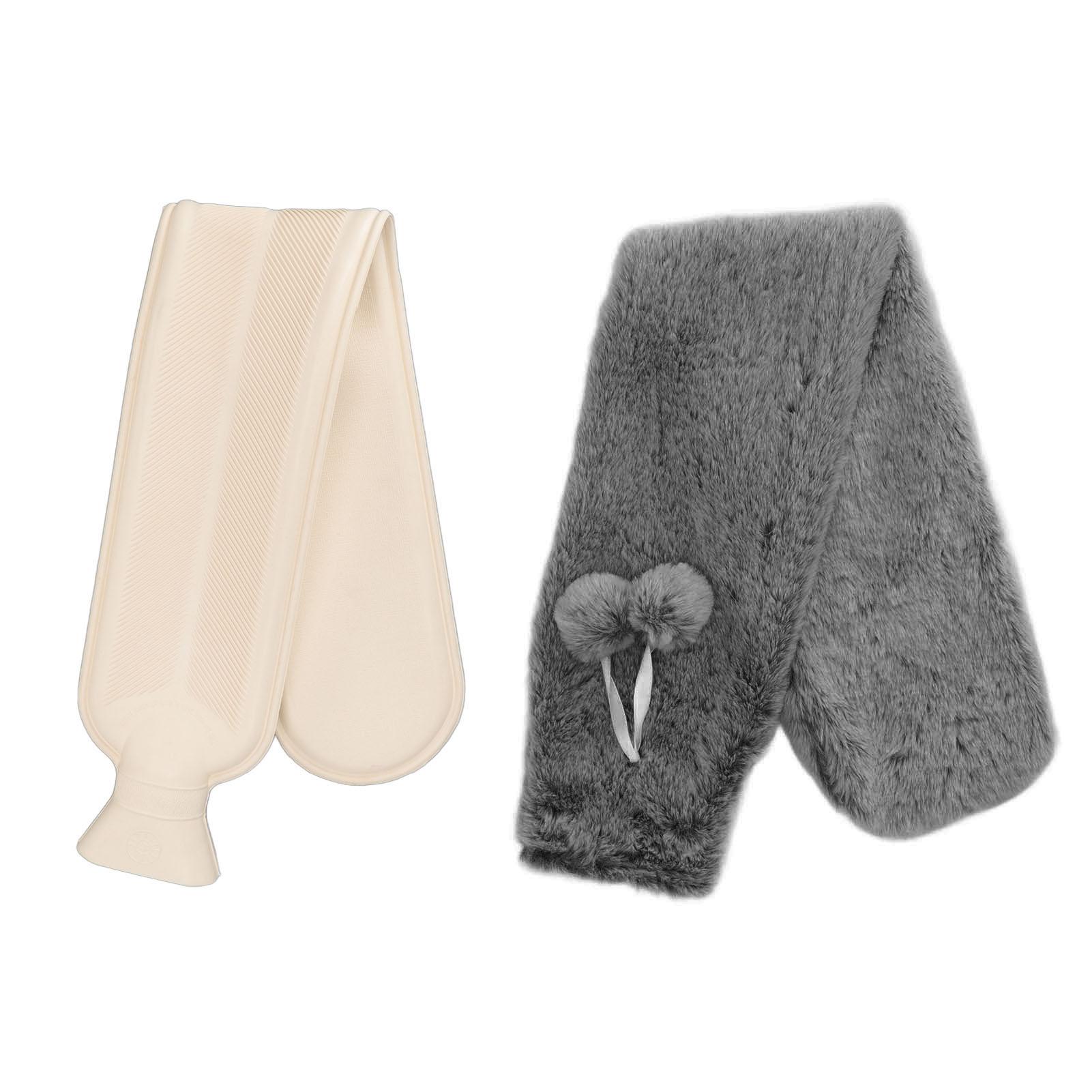 OutsideWorld 2000ML Hand Warm Water Bag Explosionproof Rubber Plush Hot Water Bottle for Winter