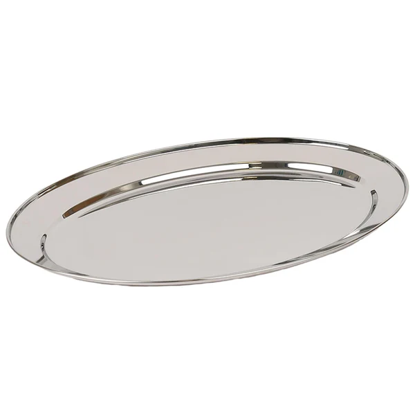 Oval Stainless Steel Serving Platter - 60cm x 41cm - Silver