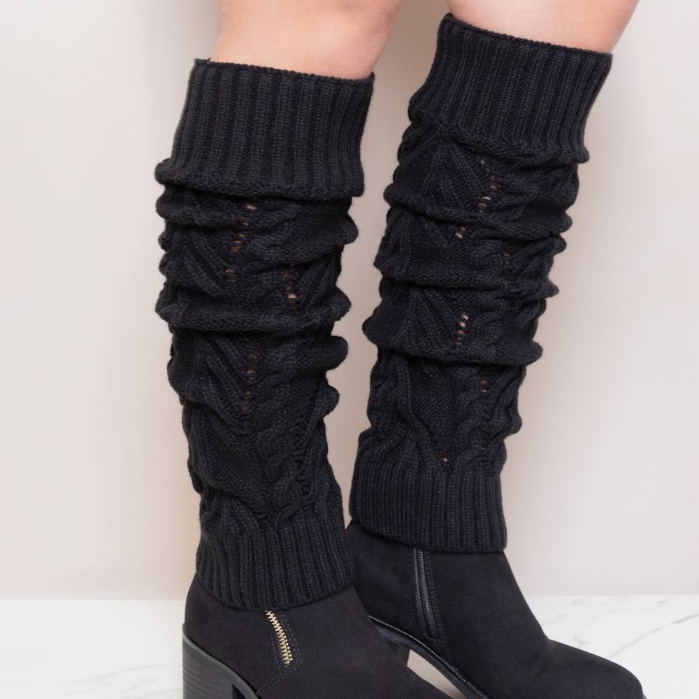 PEACH ACCESSORIES Knitted Cosy Cable Leg Warmers