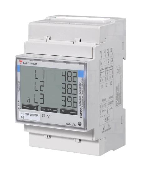 Carlo Gavazzi Em330Dinav53Hs1X Energy Meter, 3-Ph, 90-260V, Din Rail