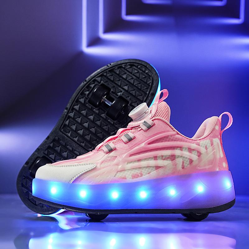 Angel Ting Skates Boys Runaway Shoes Girls Children Invisible Roller Skates Adult Charging Flashing Ultra Light Wheel Shoes 40