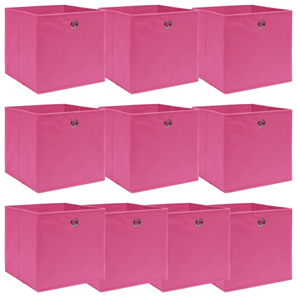 VidaXL Storage Boxes 10 pcs Pink 32x32x32 cm Fabric