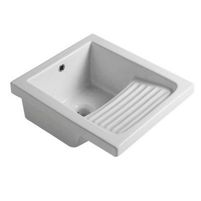 Nessuno Pilozzo in ceramica 45x51 cm con strizzatoio lavatoio lavabo lavandino