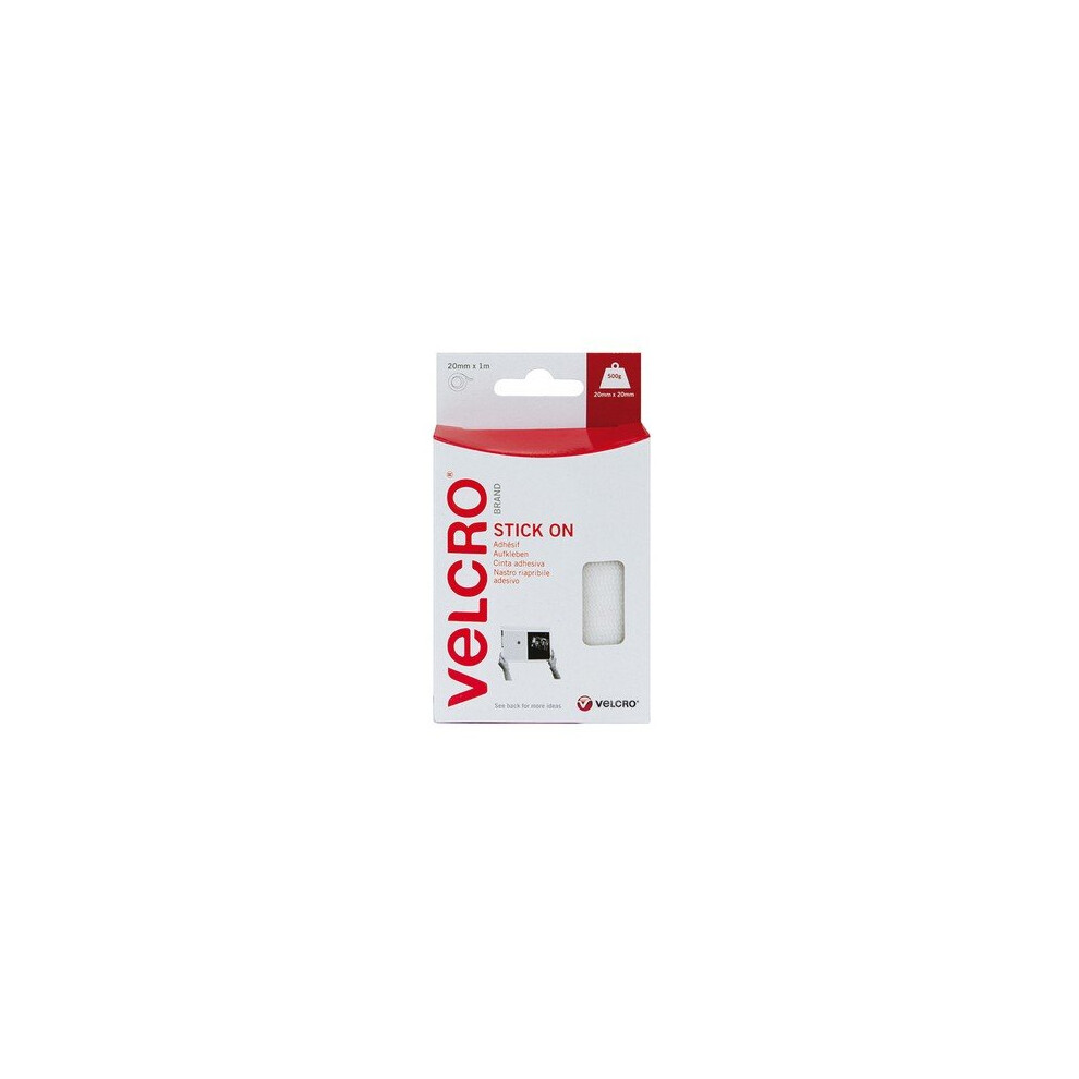 Bande auto-agrippante VELCRO® VEL-EC60219 VEL-EC60219 à coller partie velours et partie agrippante (L x l) 10000 mm x 20 mm blanc 10 m