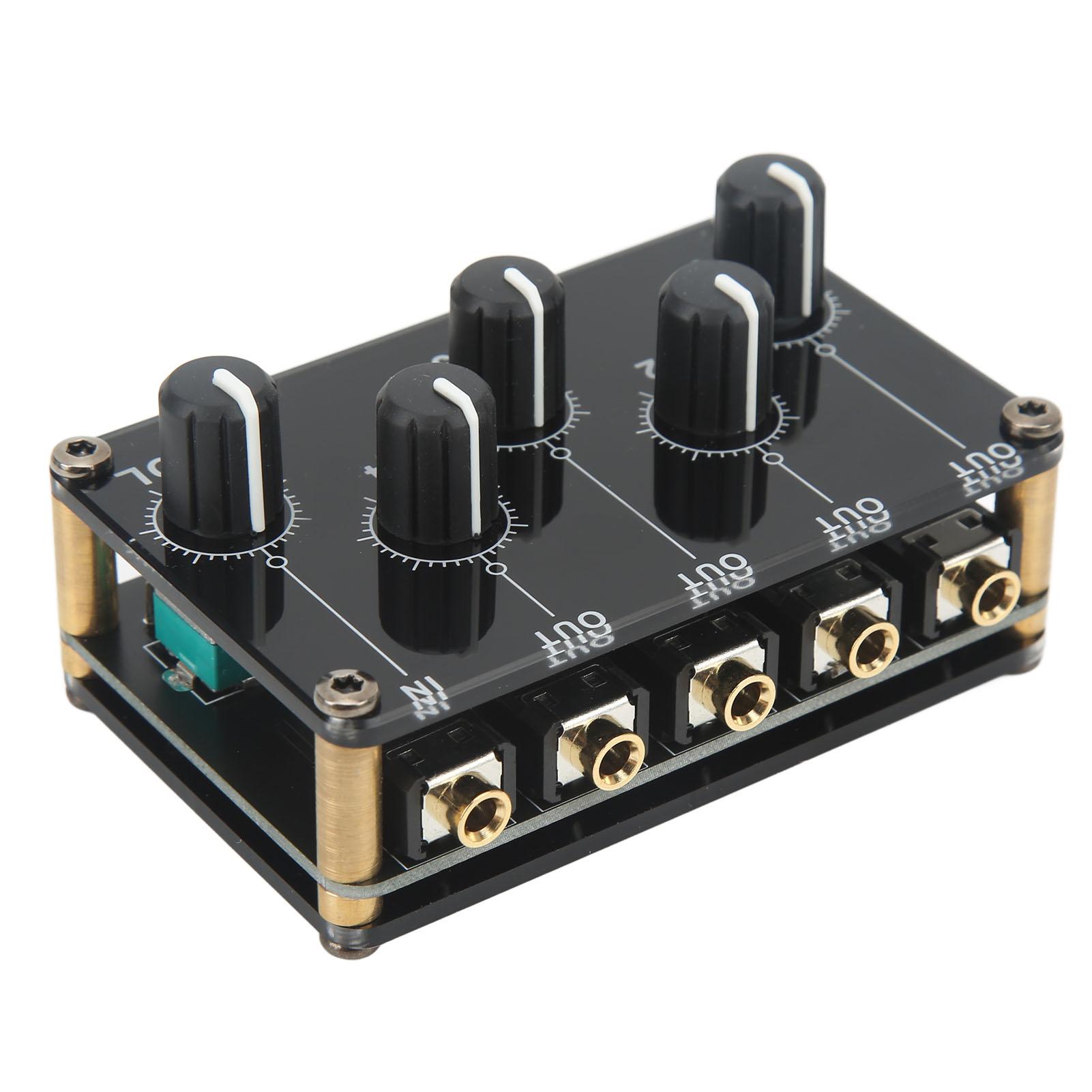 COSYHOME Mini Stereo Audio Mixer 4 Channel Acrylic Metal Sensitive Black Audio Mixer for Tape Player