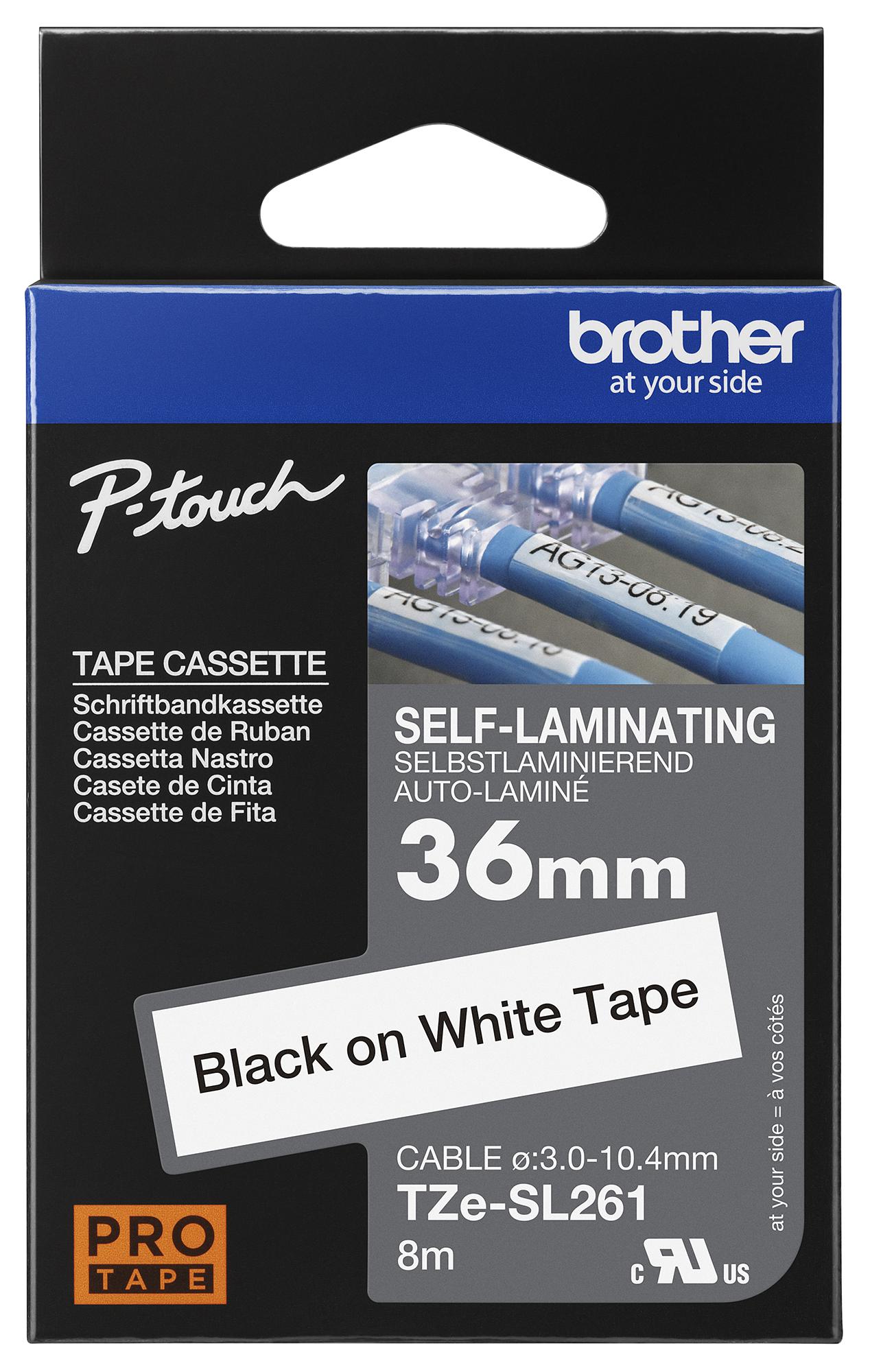Brother Black on White Label Printer Tape, 8 m Length, 36mm Label Length