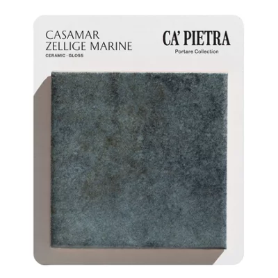 Ca’Pietra Casamar Blue Gloss Embossed Ceramic Indoor Tile Card Mounted Sample