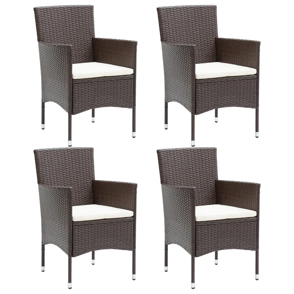 VidaXL Garden Dining Chairs 4 pcs Poly Rattan Brown