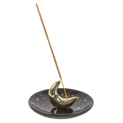 KDMD Gold Crescent Moon Incense Stick Holder