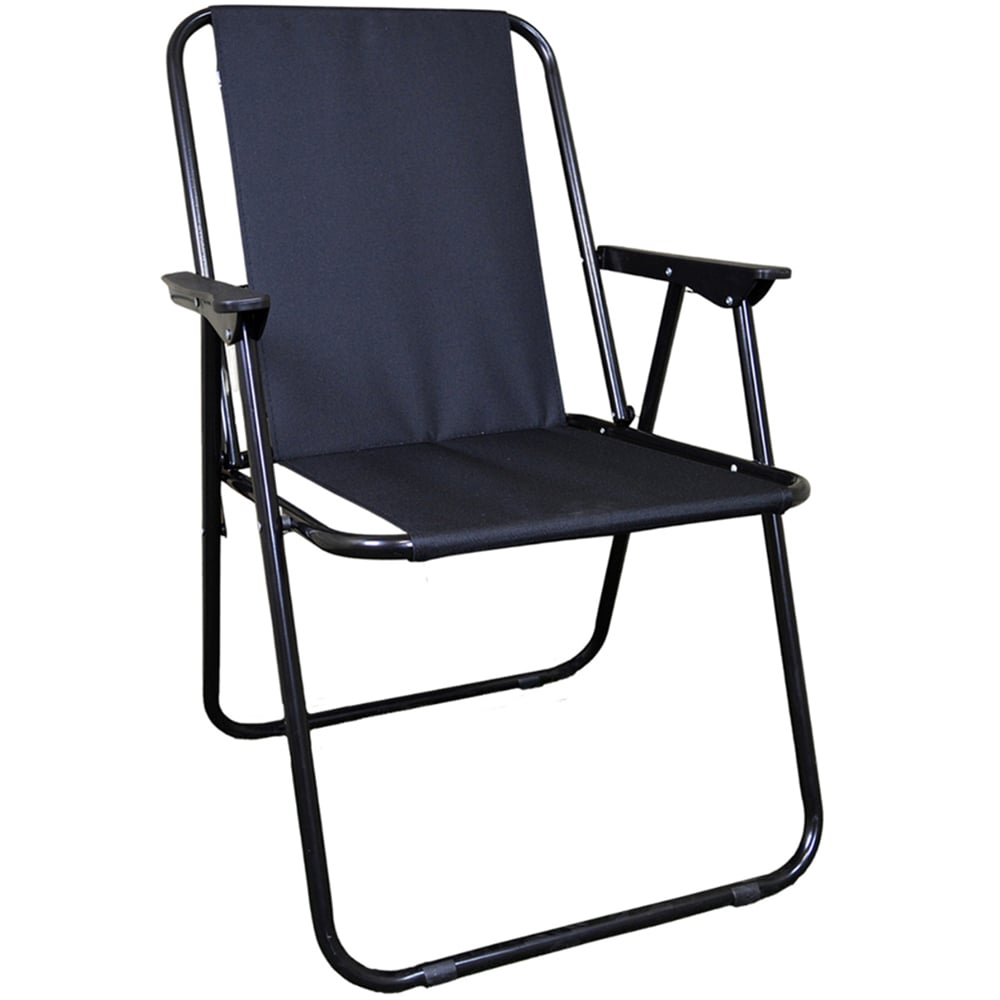 Samuel Alexander 4 Pack Black Folding Canvas Camping / Festival / Outdoor Chairs with Plastic Arm Rests
