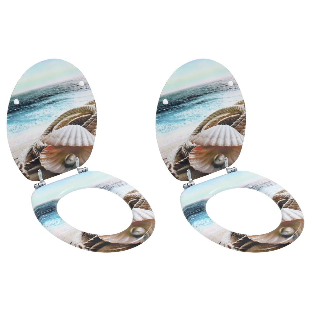 VidaXL WC Toilet Seats 2 pcs with Lids MDF Muschel Design
