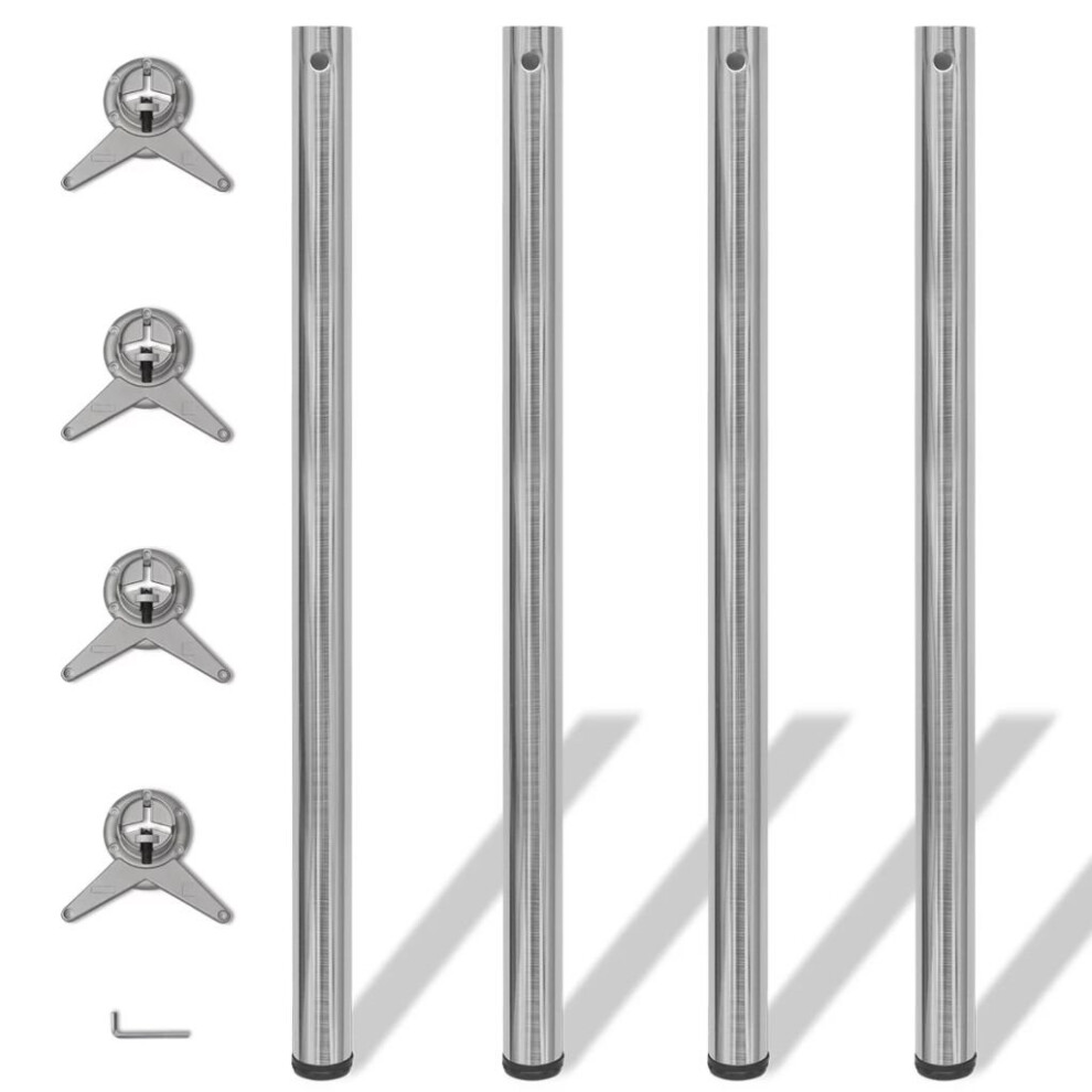 VidaXL 4 Height Adjustable Table Legs Brushed Nickel 1100 mm