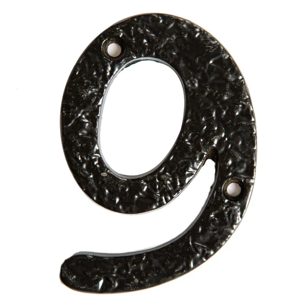 80mm Black Rustic Iron House Number 9 | By Hammer & Tongs