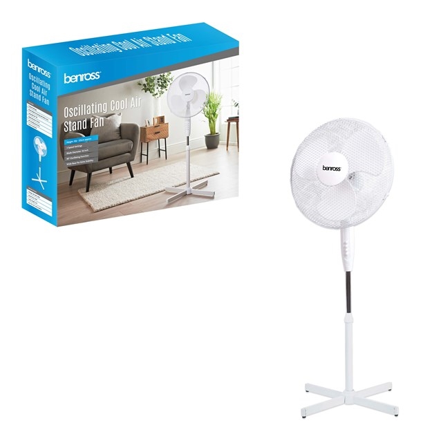 Benross 43930 16" Pedestal Fan - White