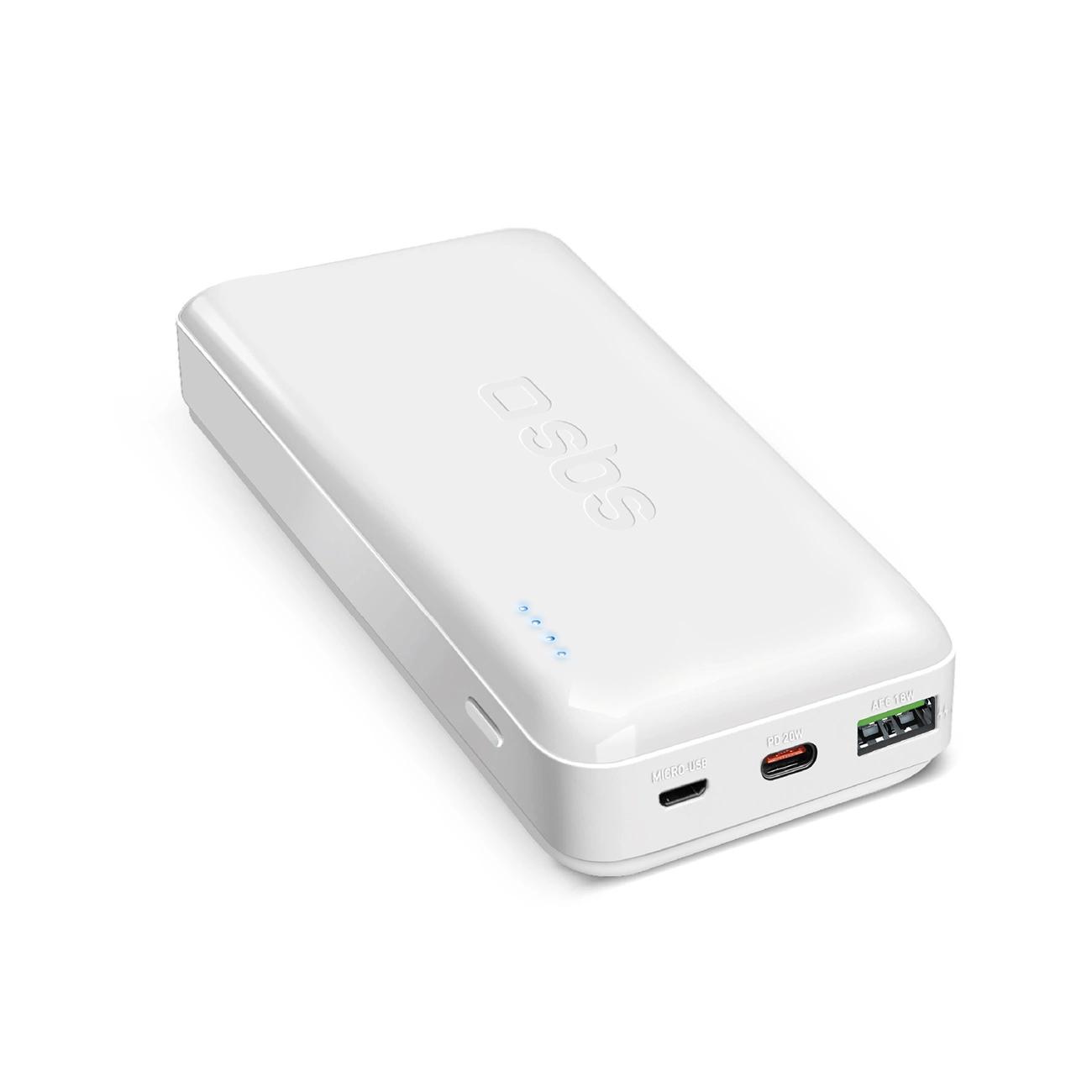 ICables Powerbank Sbs Ttbb20000Pd20W 20000 Mah 20W Power Delivery With Microusb, Usb-C, Usb-A - White