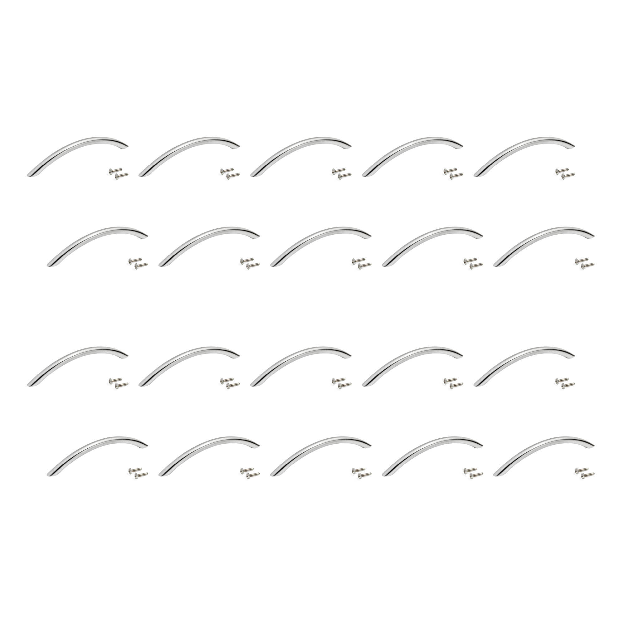 EMUCA Lotto da 20 maniglie Porto D. 10 mm in acciaio finitura nichel satinato con interasse 192 mm