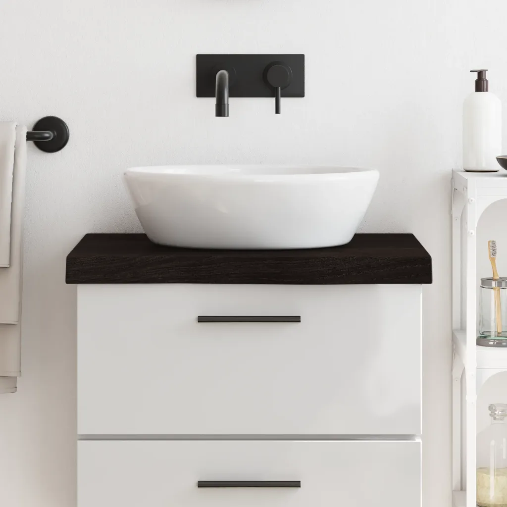 VidaXL (dark grey, 60 x 60 x 6 cm) vidaXL Bathroom Countertop Vanity Top Wash Basin Worktop Treated Solid Wood