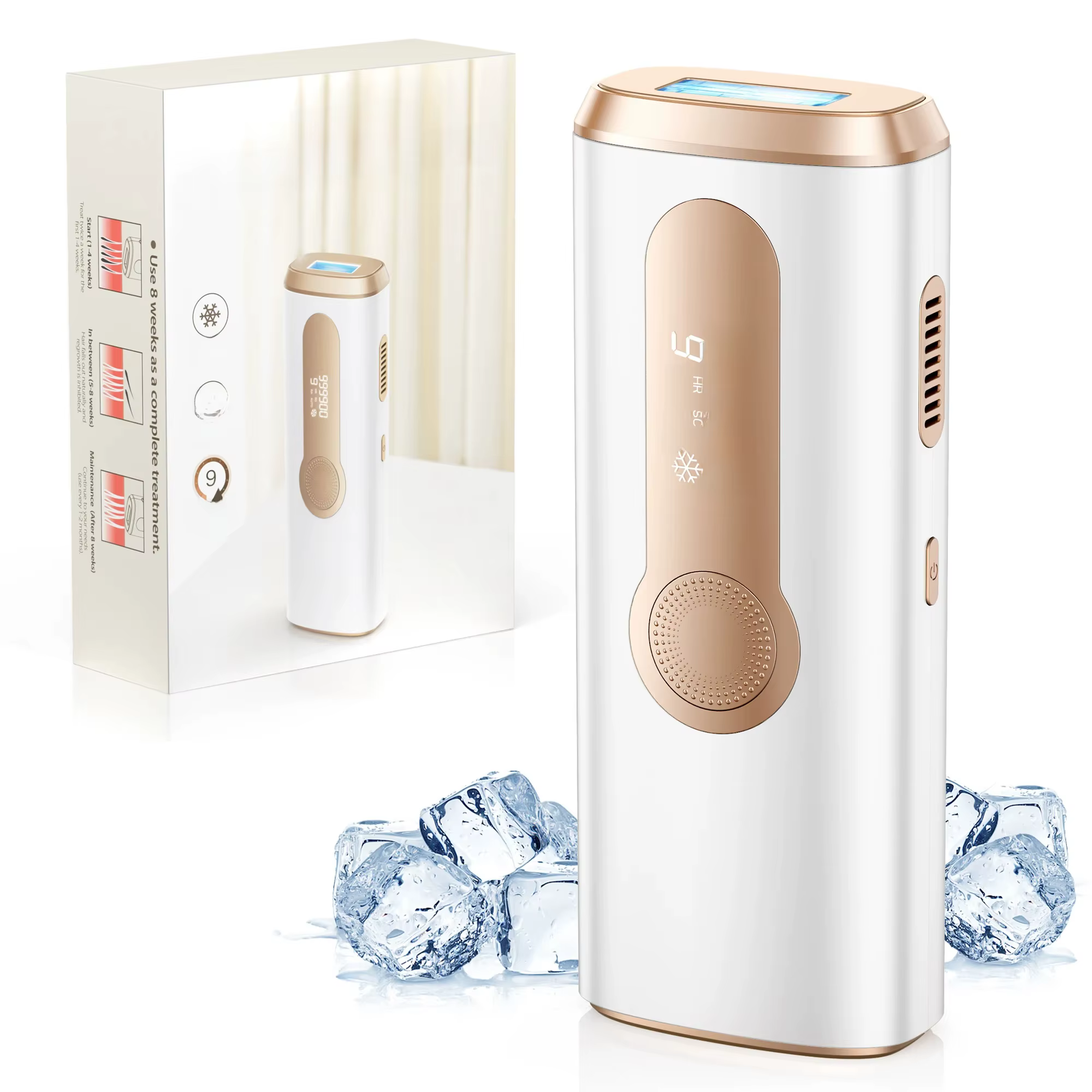 LYSMOSKI IPL Laser Hair Removal Device Ice-Cooling 3 in 1 Painless 16J Photoepilator Permanent Whole Body Home Treament For Men and Women