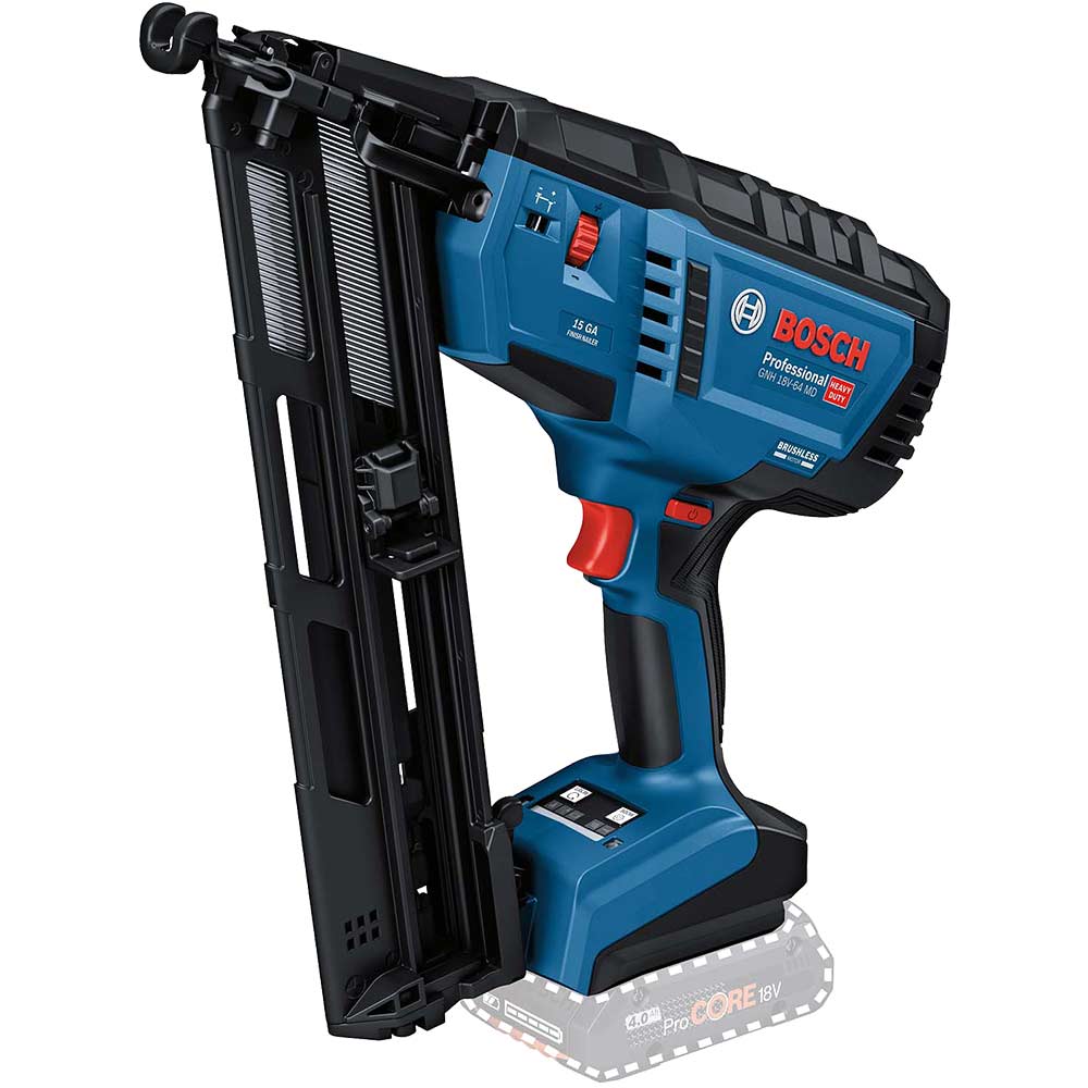 Bosch Professional Bosch Gnh 18v-64 Md 18v Cordless 15 Gauge 2nd Fix Nail Gun No Batteries No Battery Charger No Case