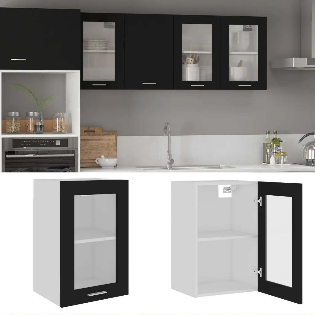 VidaXL Hanging Glass Cabinet Black 40x31x60 cm Chipboard