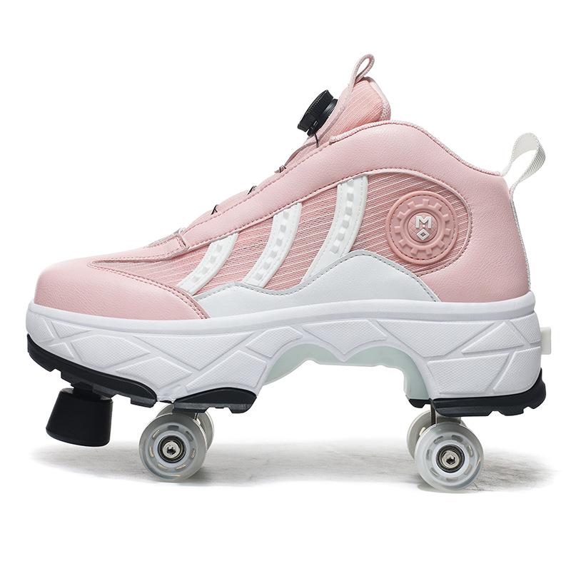 Angel Ting Runaway Shoelaces, Brake Roller Skates, Four-wheel Skates, Skating Roller Skates, Double-row Deformation Shoes 40