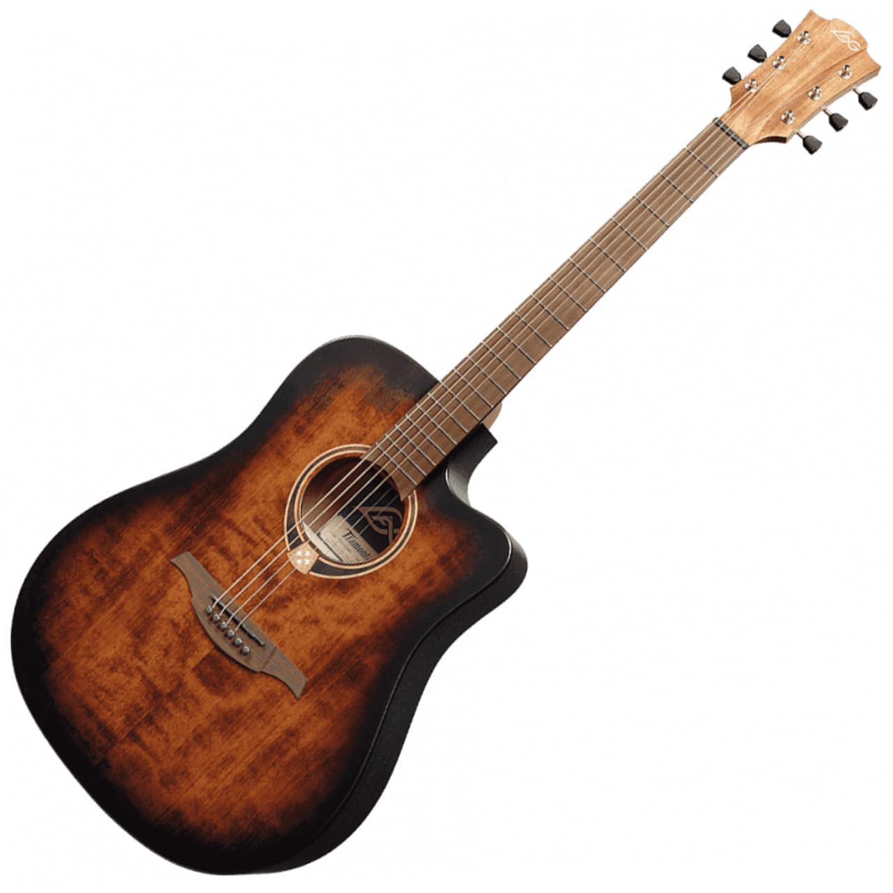 PITAKITE LAG Guitars Electric Acoustic Guitar T70DCE Black Brown Solid Spruce Top Soft Case Included &