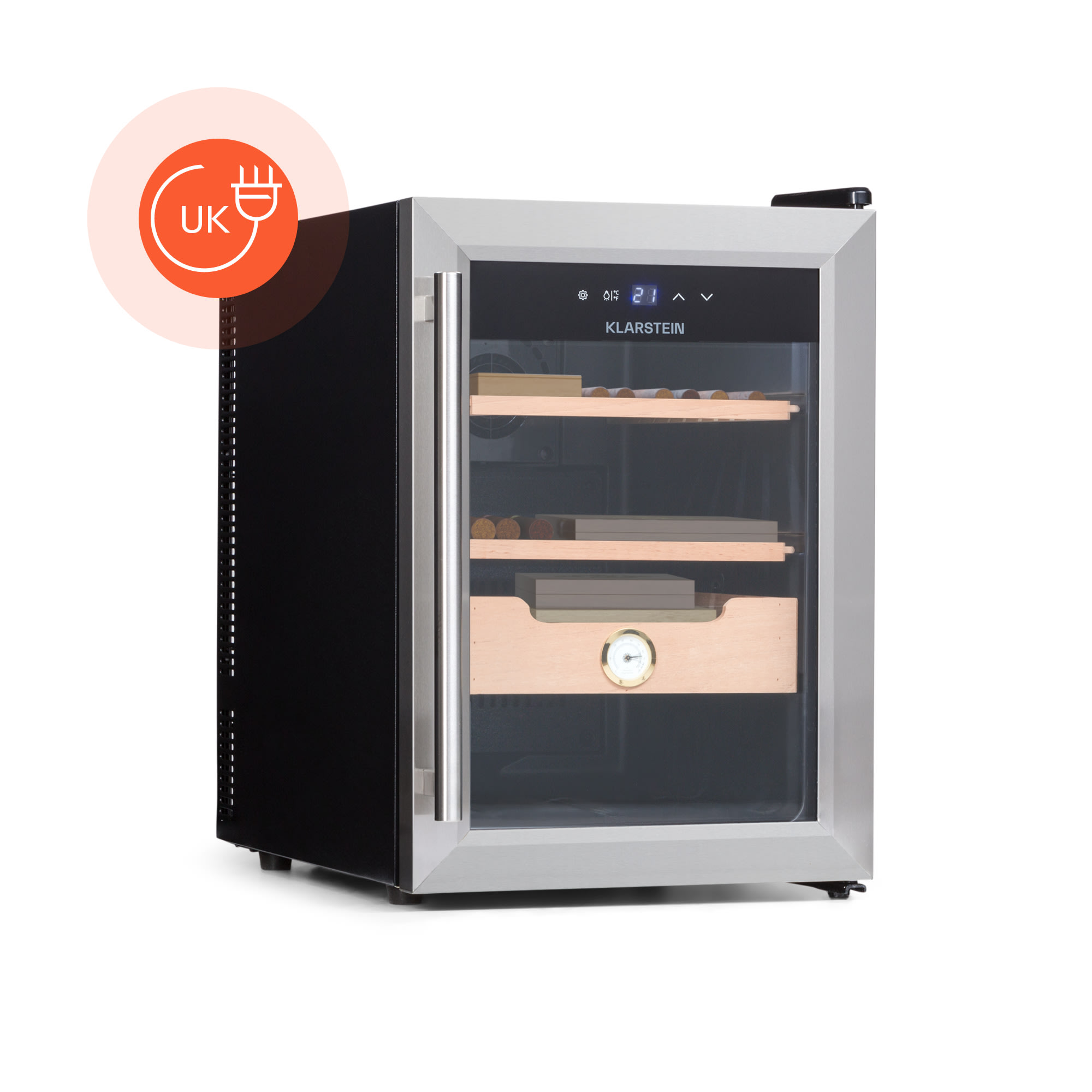 Klarstein El Presidente 37 Cigar Humidor 37 L 2 Drawers 1 Compartment Cedarwood