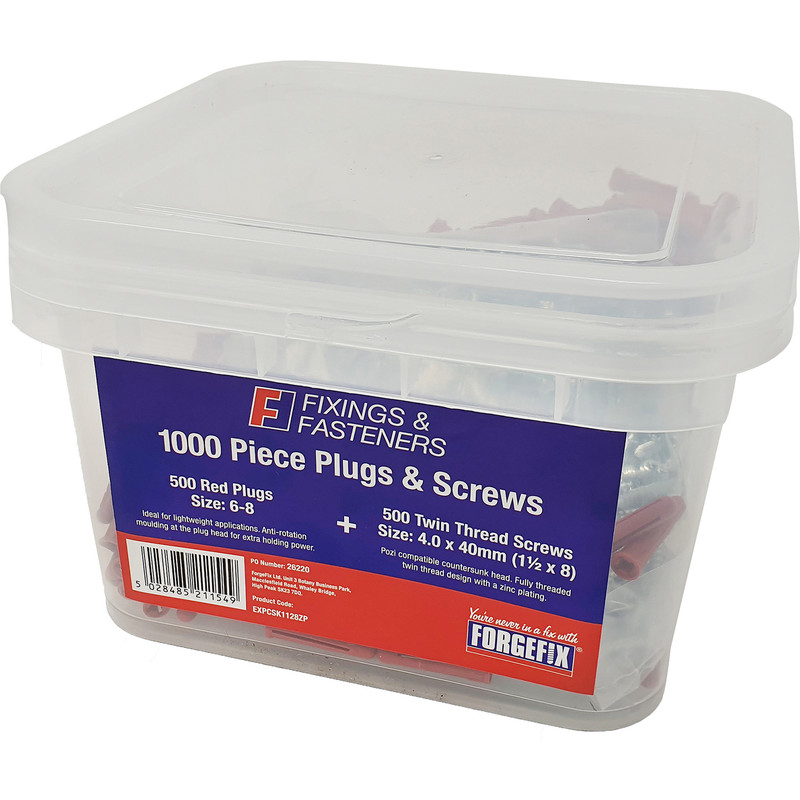 Forgefix Wall Plug 6mm (500 Pack) in Red Plastic